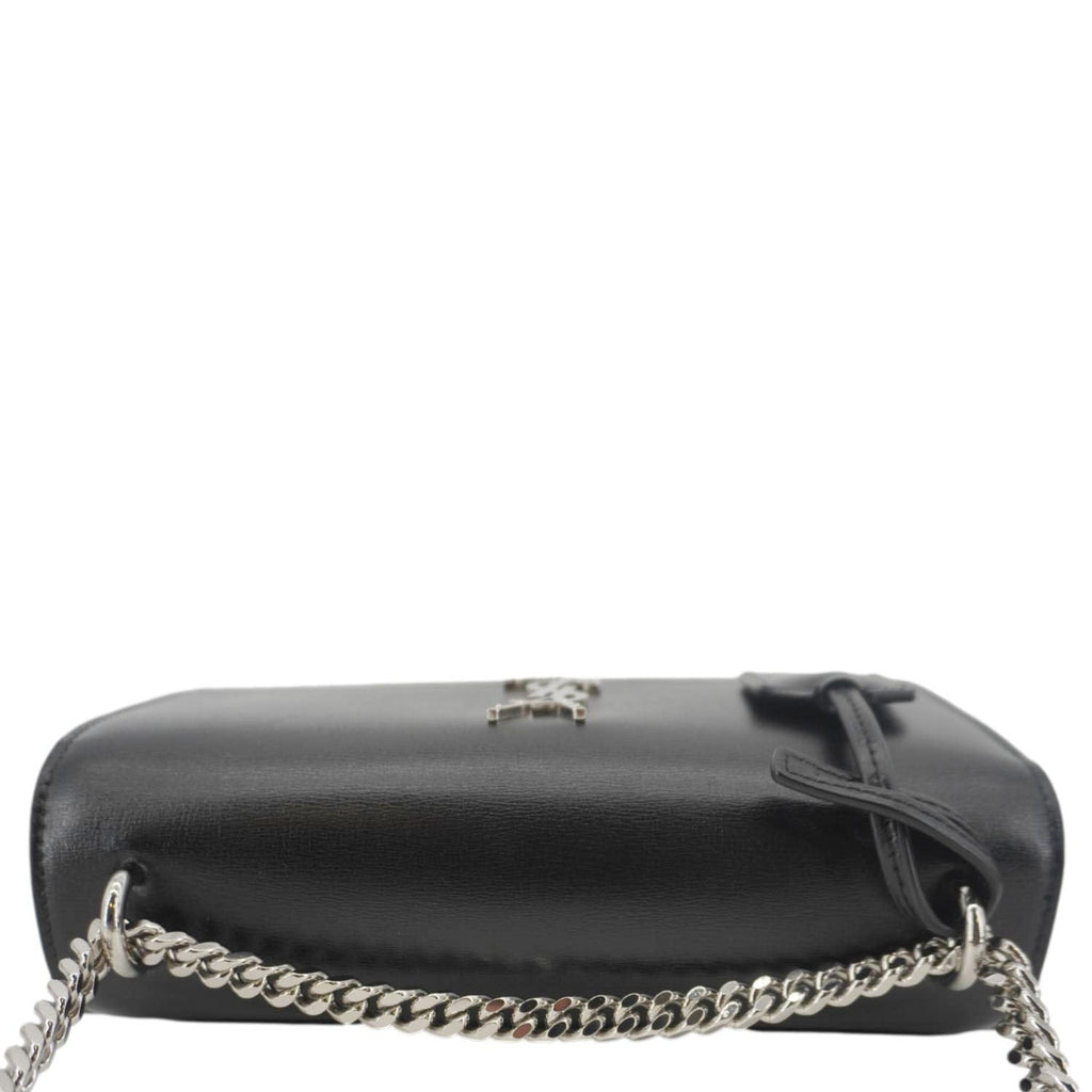 YVES SAINT LAURENT Sunset Monogram Leather Shoulder Bag Black