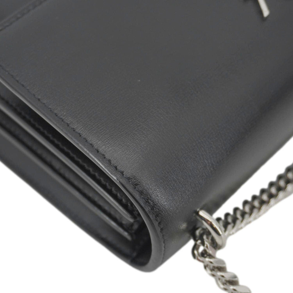 YVES SAINT LAURENT Sunset Monogram Leather Shoulder Bag Black