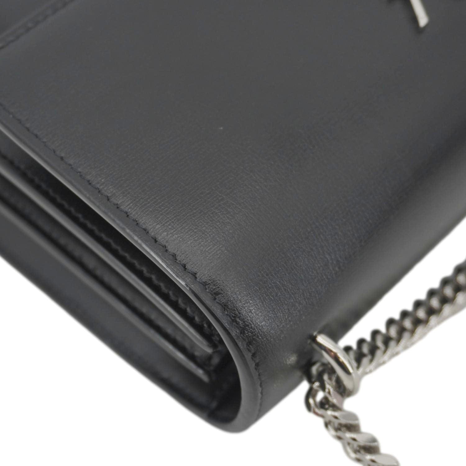 YVES SAINT LAURENT Sunset Monogram Leather Shoulder Bag Black