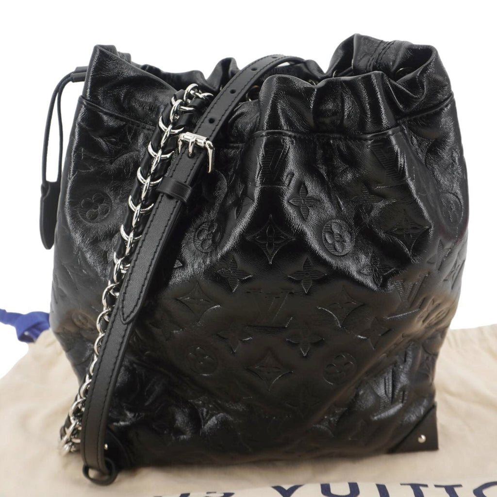 LOUIS VUITTON Noe Trunk PM Lambskin Leather Shoulder Bag Black