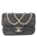 Chanel Mini Flap Quilted Chevron Leather Crossbody Bag Black