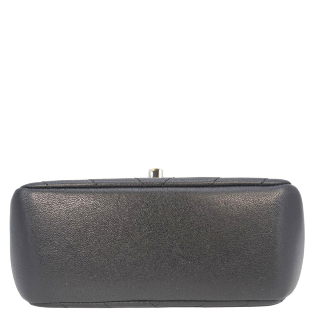 Chanel Mini Flap Quilted Chevron Leather Crossbody Bag Black