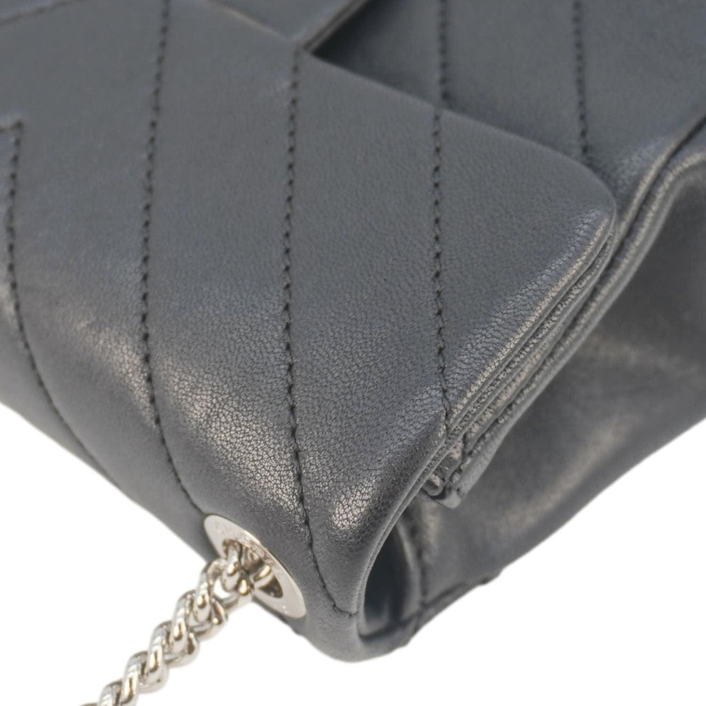 Chanel Mini Flap Quilted Chevron Leather Crossbody Bag Black