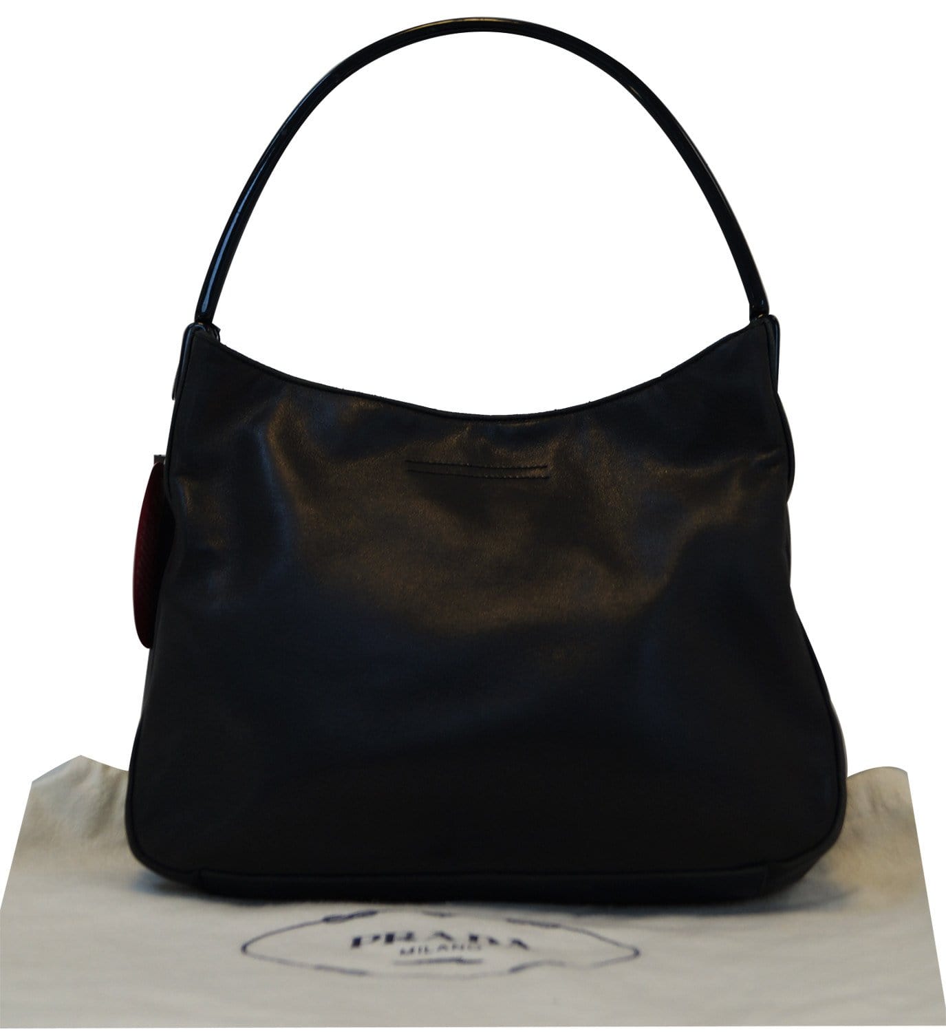 PRADA Milano Black Leather Hobo Shoulder Bag TT1209
