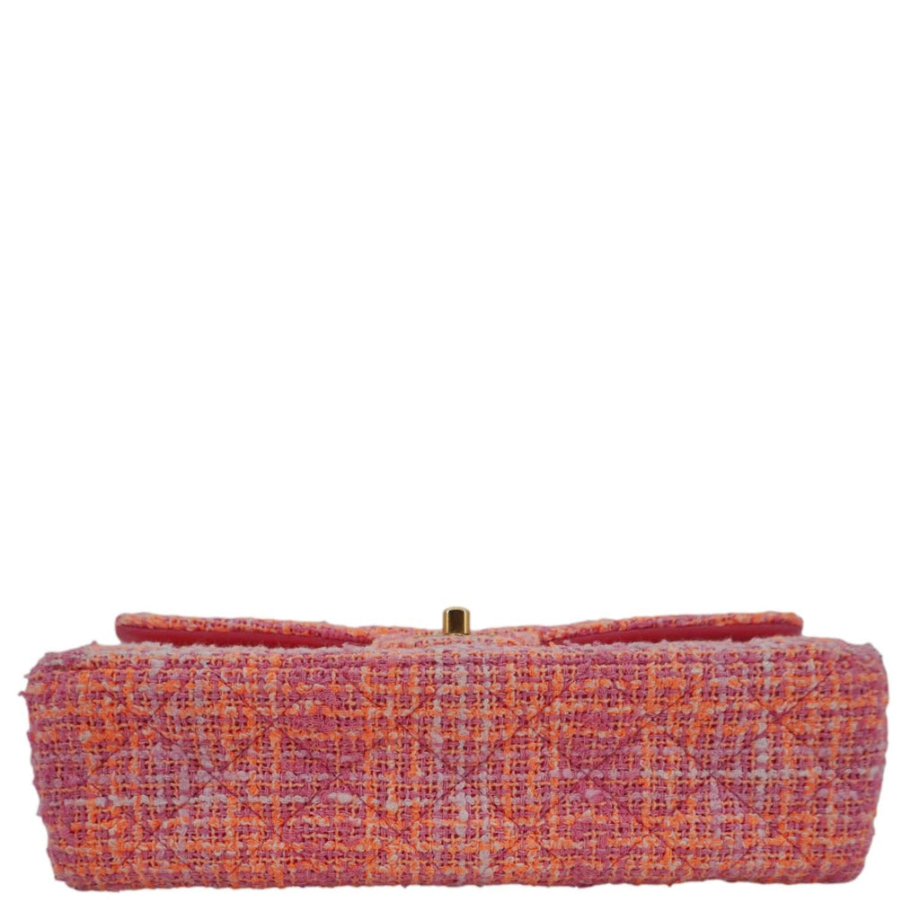 Chanel Rectangular Flap Medium Quilted Tweed Shoulder Bag Pink