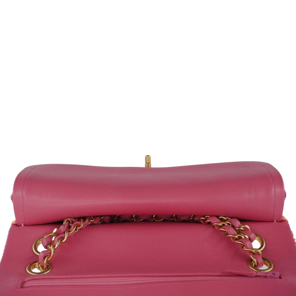 Chanel Rectangular Flap Medium Quilted Tweed Shoulder Bag Pink