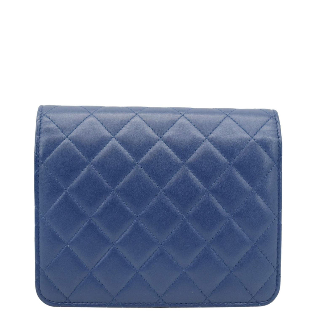 Chanel Square Wallet On Chain Quilted Leather Crossbody Bag Blue