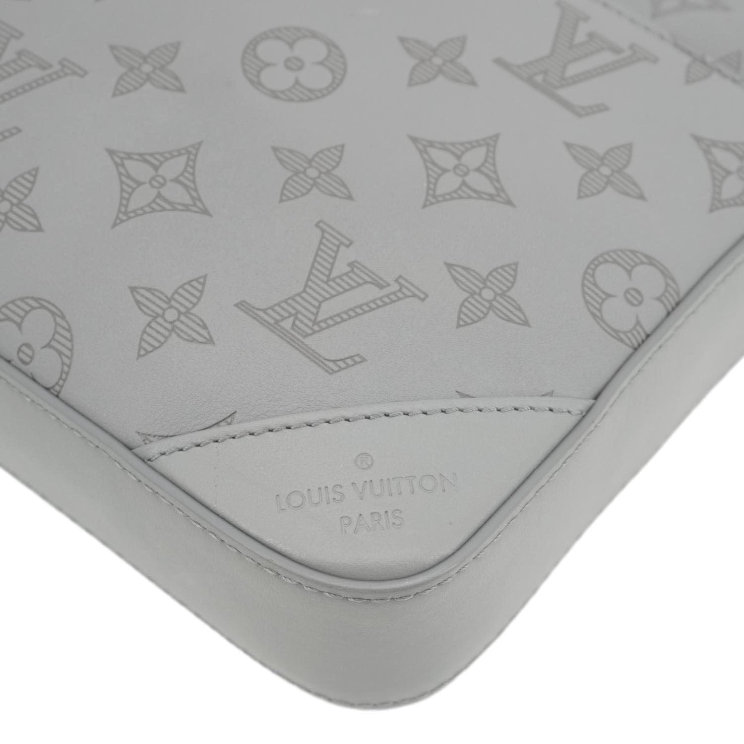LOUIS VUITTON Duo Monogram Shadow Leather Shoulder Bag Grey