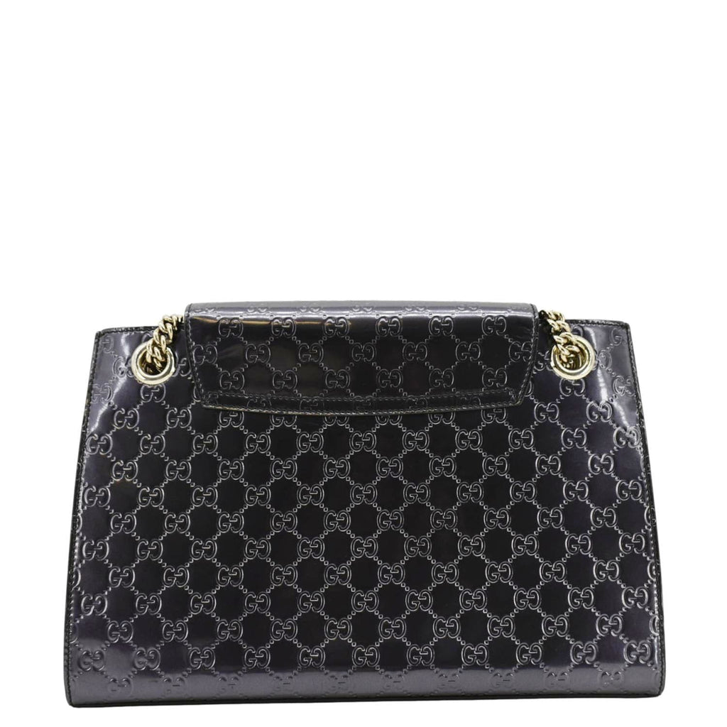GUCCI Emily Large Guccissima Patent Leather Shoulder Bag Dark Violet 295403
