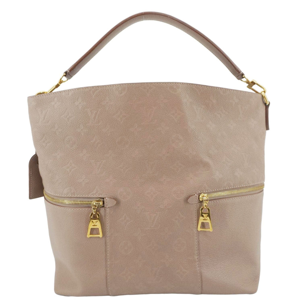 LOUIS VUITTON Melie Monogram Empreinte Leather Hobo Shoulder Bag Beige