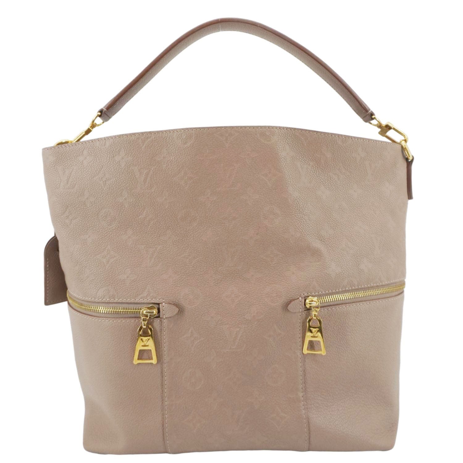 LOUIS VUITTON Melie Monogram Empreinte Leather Hobo Shoulder Bag Beige