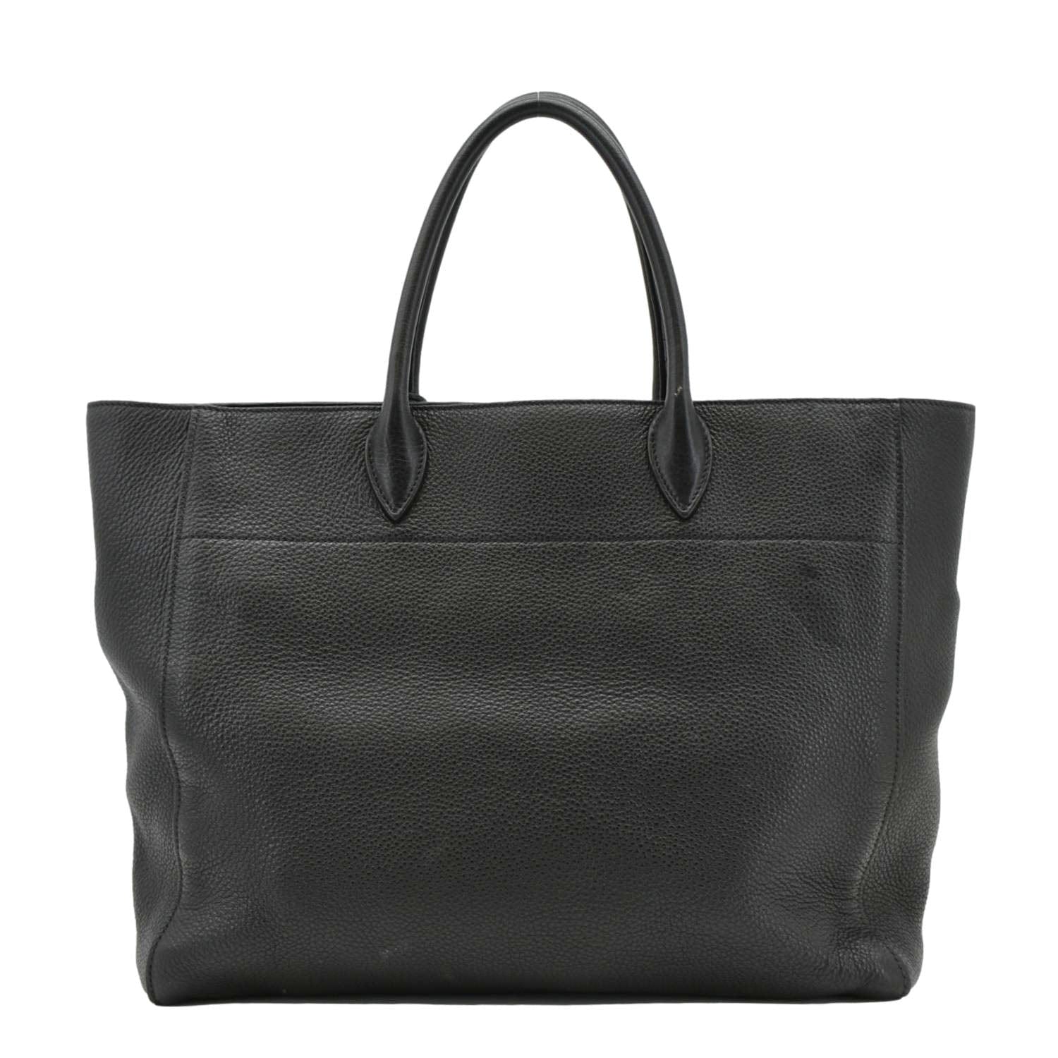 PRADA Vitello Daino Large Leather Tote Bag Black