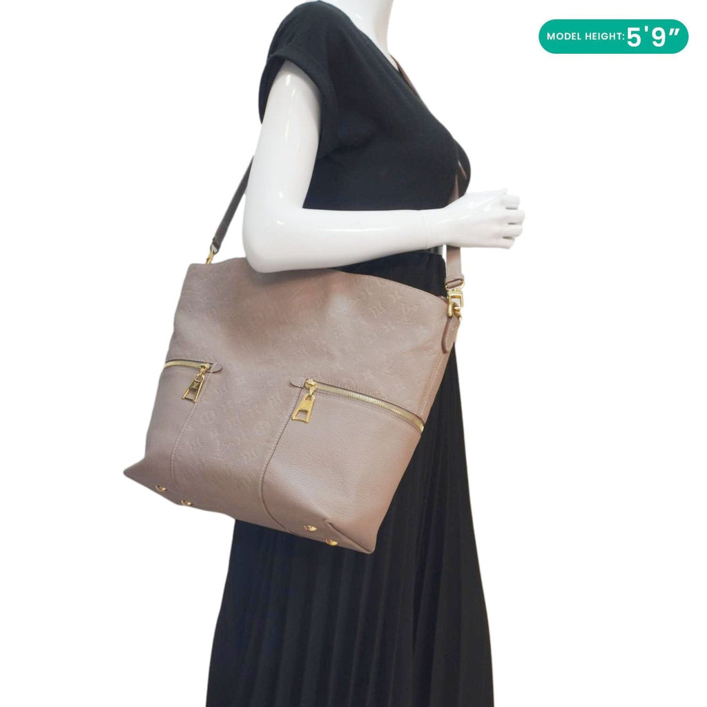 LOUIS VUITTON Melie Monogram Empreinte Leather Hobo Shoulder Bag Beige