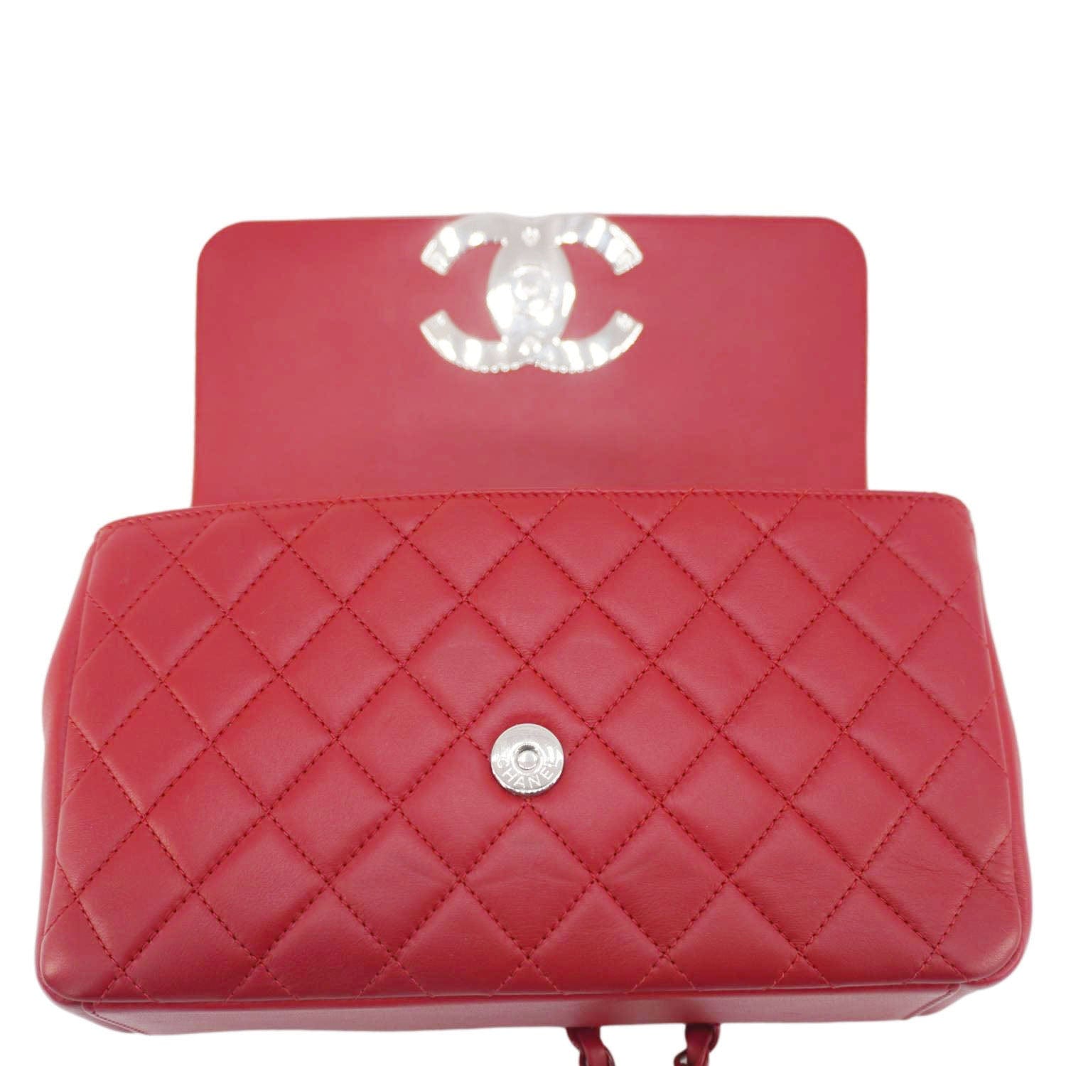 Chanel CC Filigree Medium Flap Caviar Leather Crossbody Bag Red