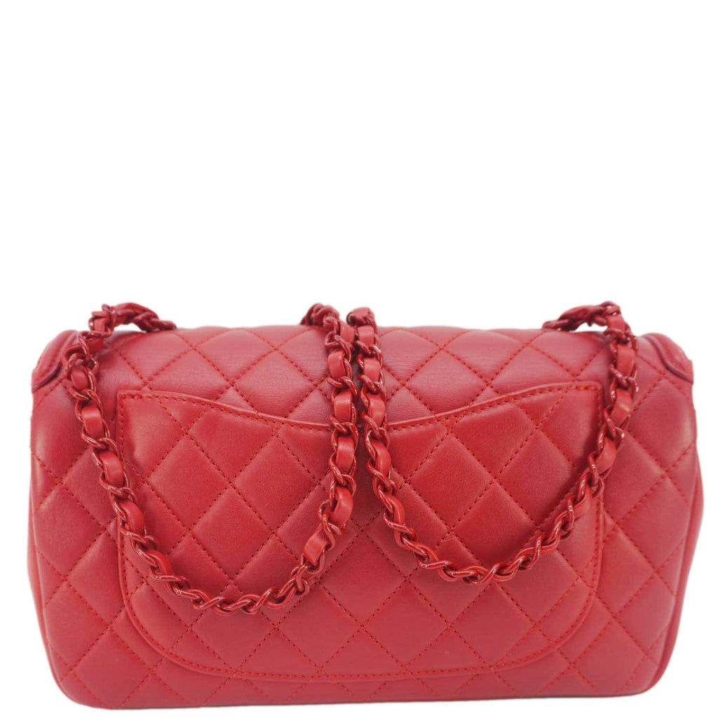 Chanel CC Filigree Medium Flap Caviar Leather Crossbody Bag Red