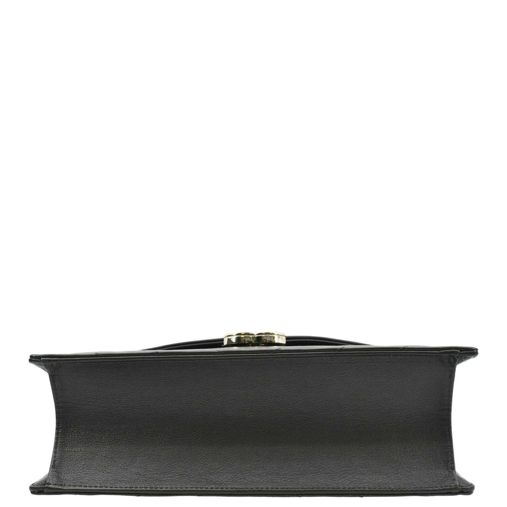 Chanel CC Flap Chevron Stitched Leather Shoulder Bag Black