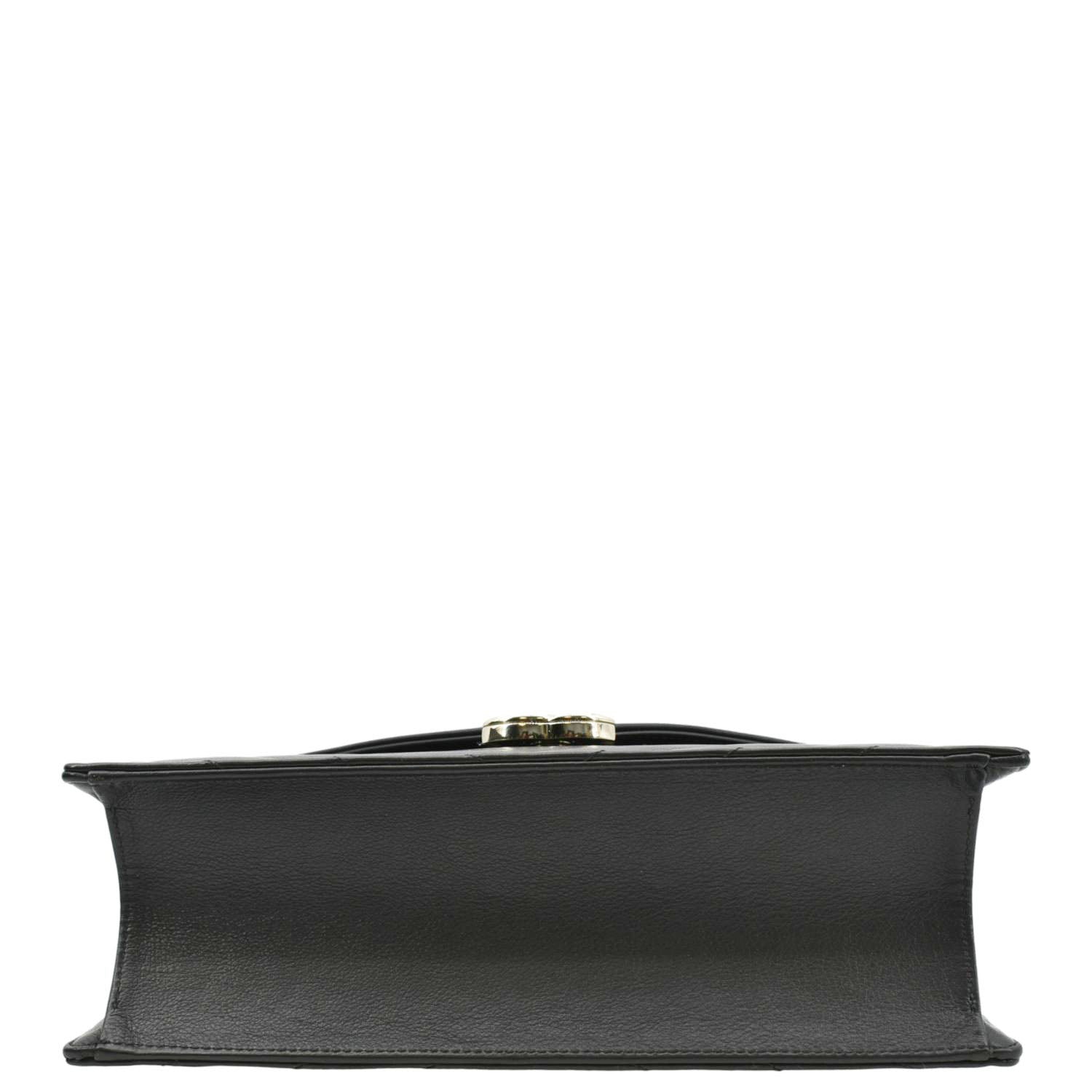 Chanel CC Flap Chevron Stitched Leather Shoulder Bag Black