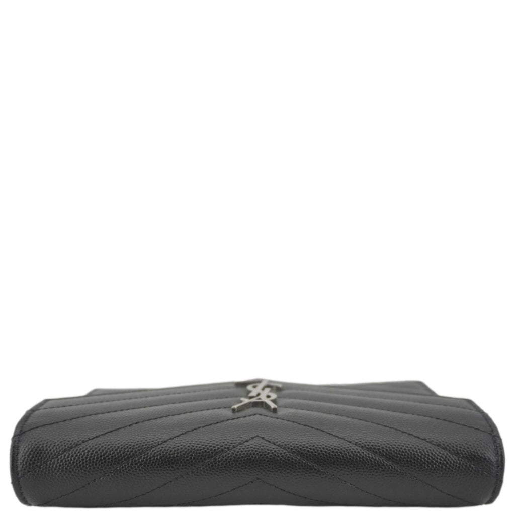 YVES SAINT LAURENT Cassandre Leather Wallet On Chain Crossbody Bag Black