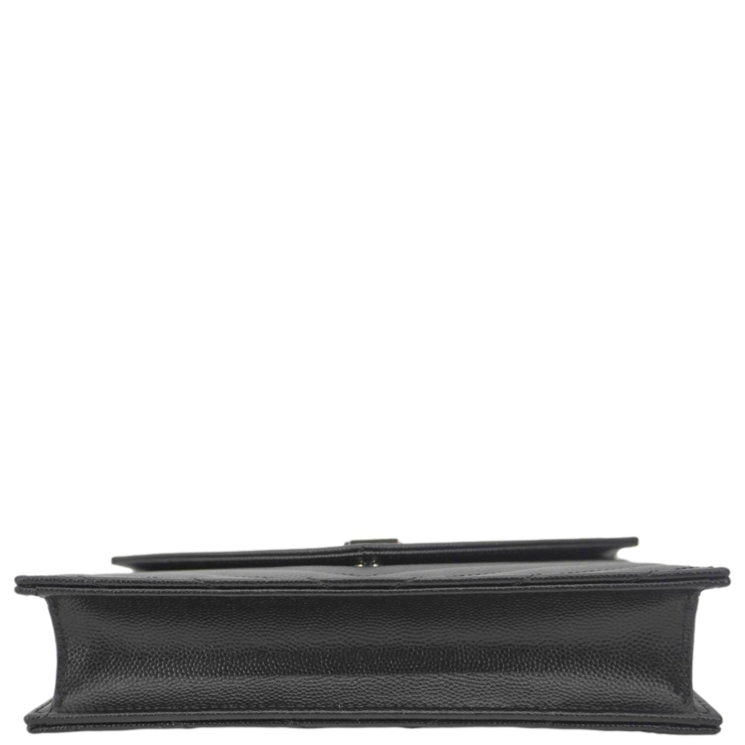 YVES SAINT LAURENT Cassandre Leather Wallet On Chain Crossbody Bag Black