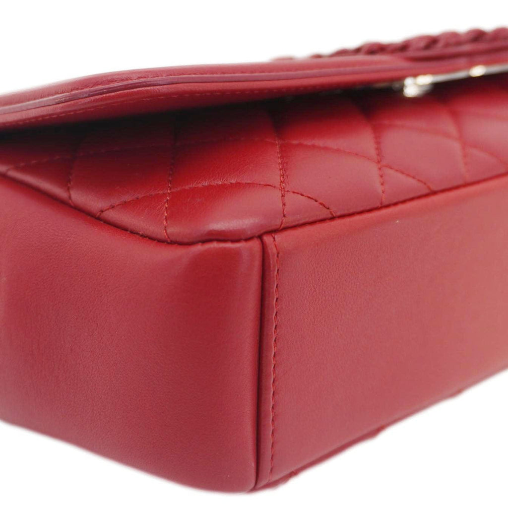 Chanel CC Filigree Medium Flap Caviar Leather Crossbody Bag Red