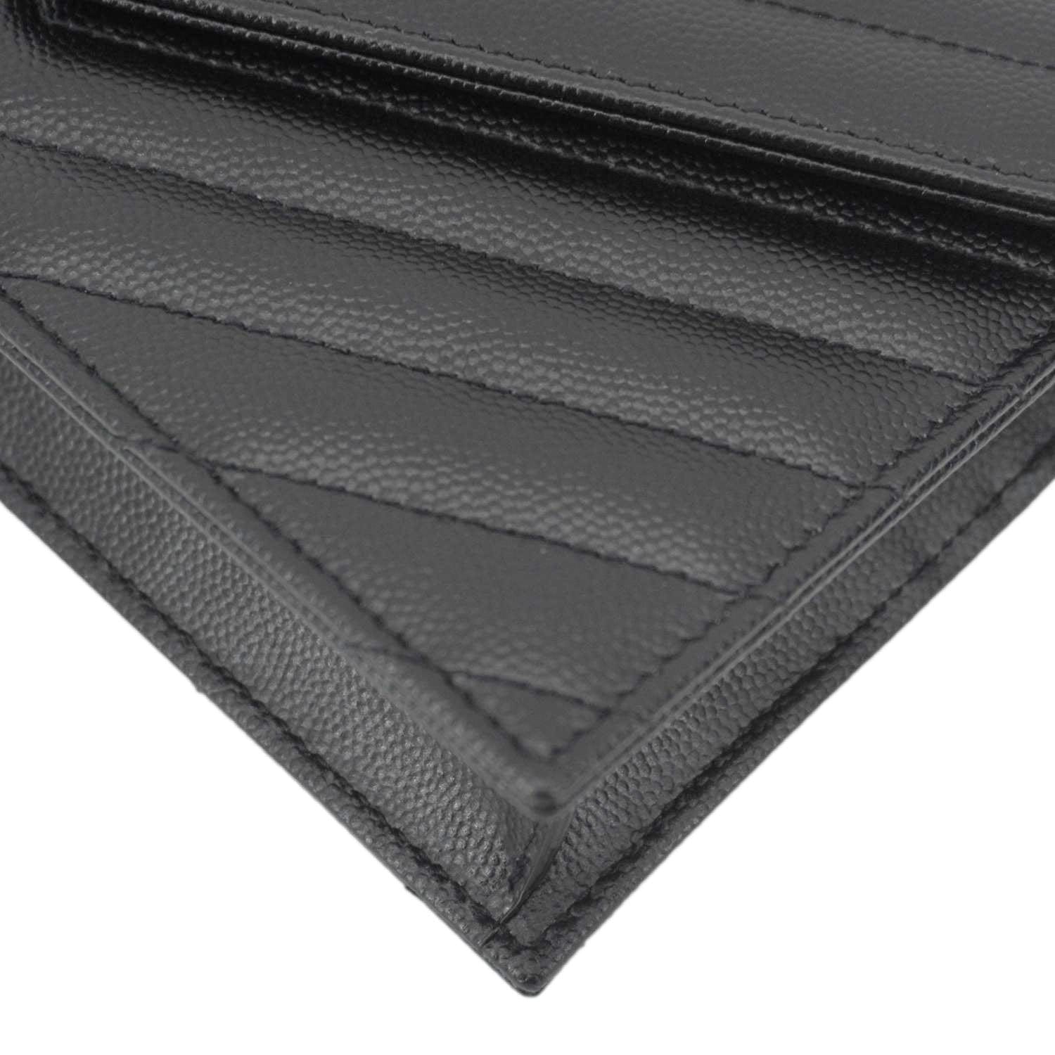 YVES SAINT LAURENT Cassandre Leather Wallet On Chain Crossbody Bag Black
