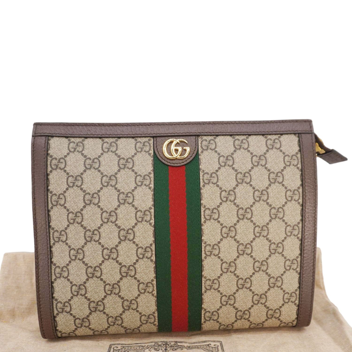 GUCCI Ophidia Gucci Supreme Canvas Zip Pouch Beige 625549