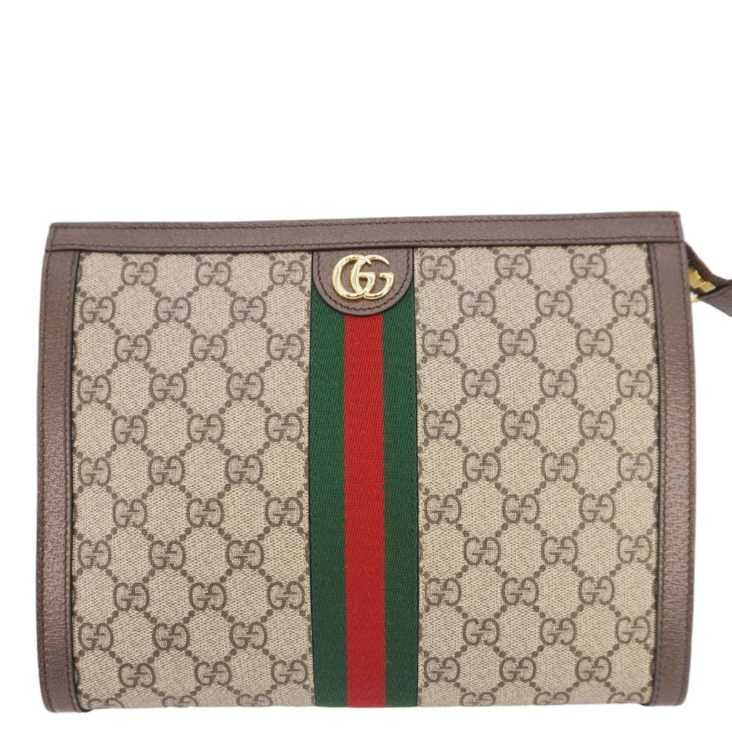 GUCCI Ophidia Gucci Supreme Canvas Zip Pouch Beige 625549