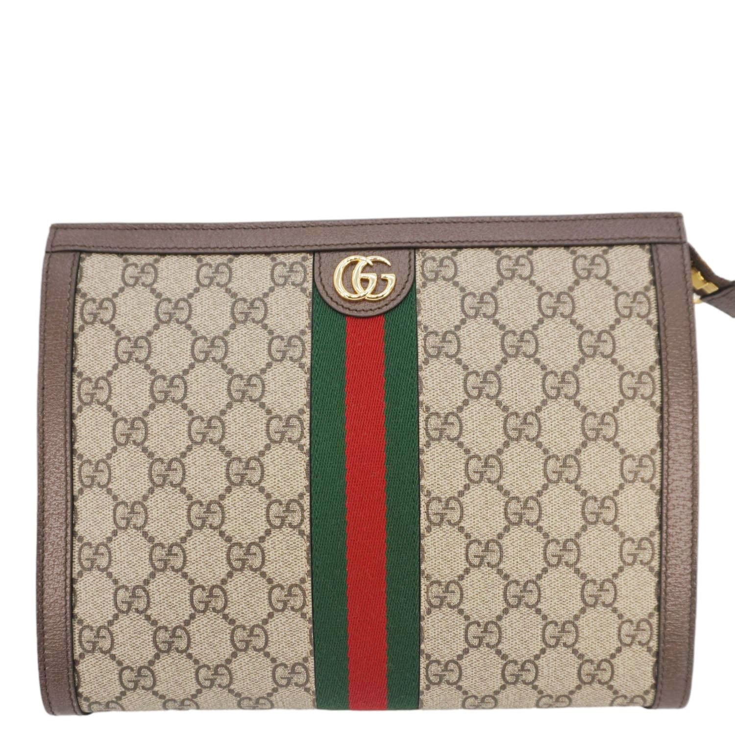 GUCCI Ophidia Gucci Supreme Canvas Zip Pouch Beige 625549