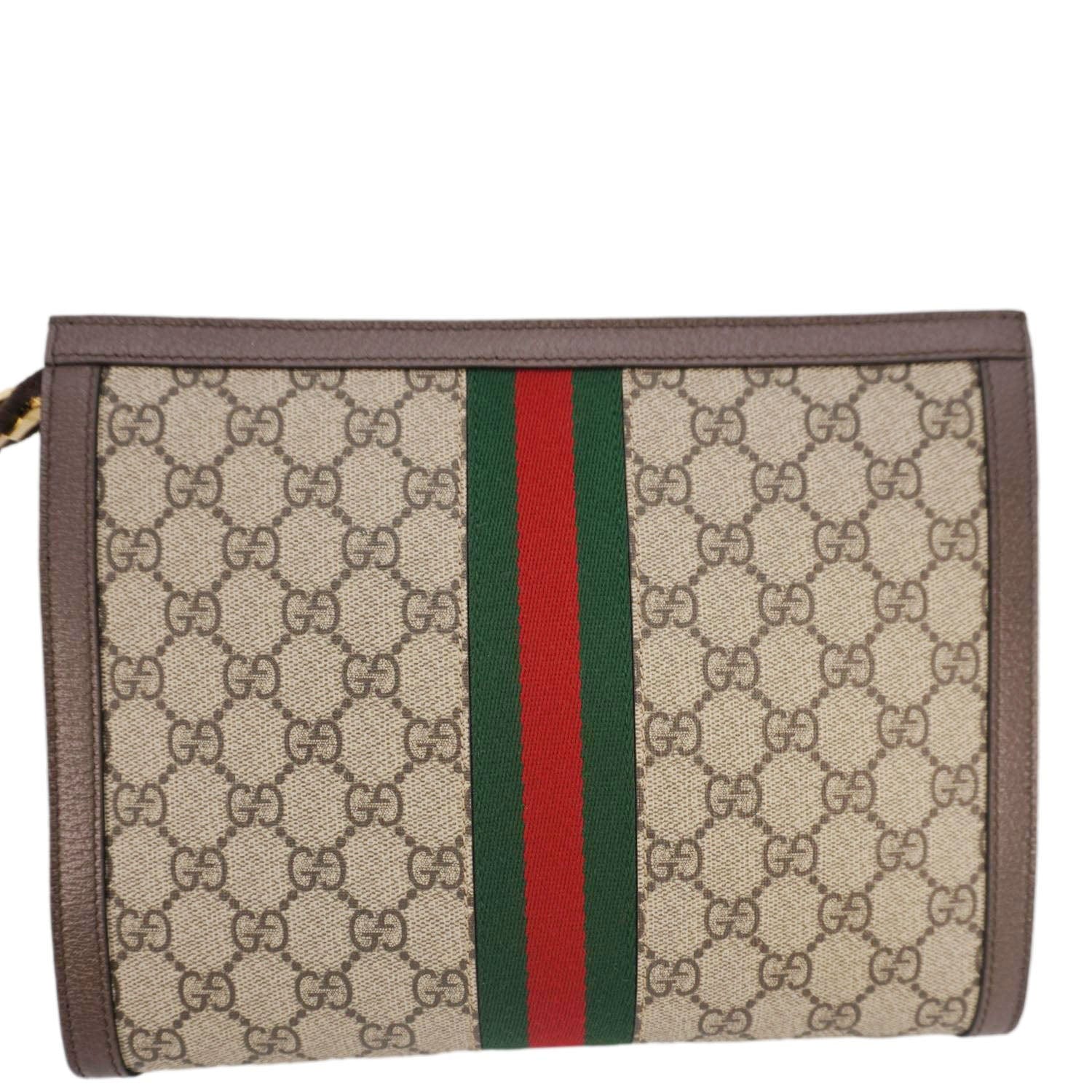 GUCCI Ophidia Gucci Supreme Canvas Zip Pouch Beige 625549