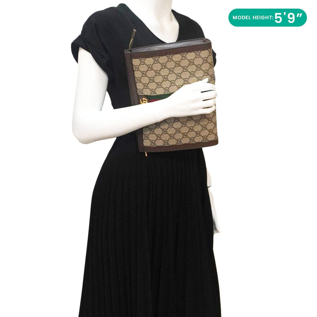 GUCCI Ophidia Gucci Supreme Canvas Zip Pouch Beige 625549
