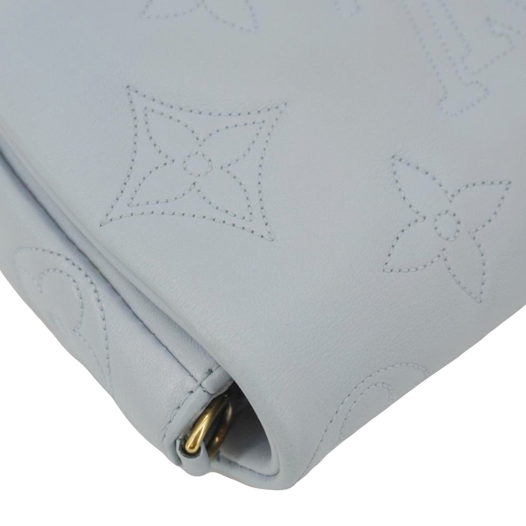 LOUIS VUITTON Calfskin Bubblegram Leather Wallet on Strap Bag Light Blue