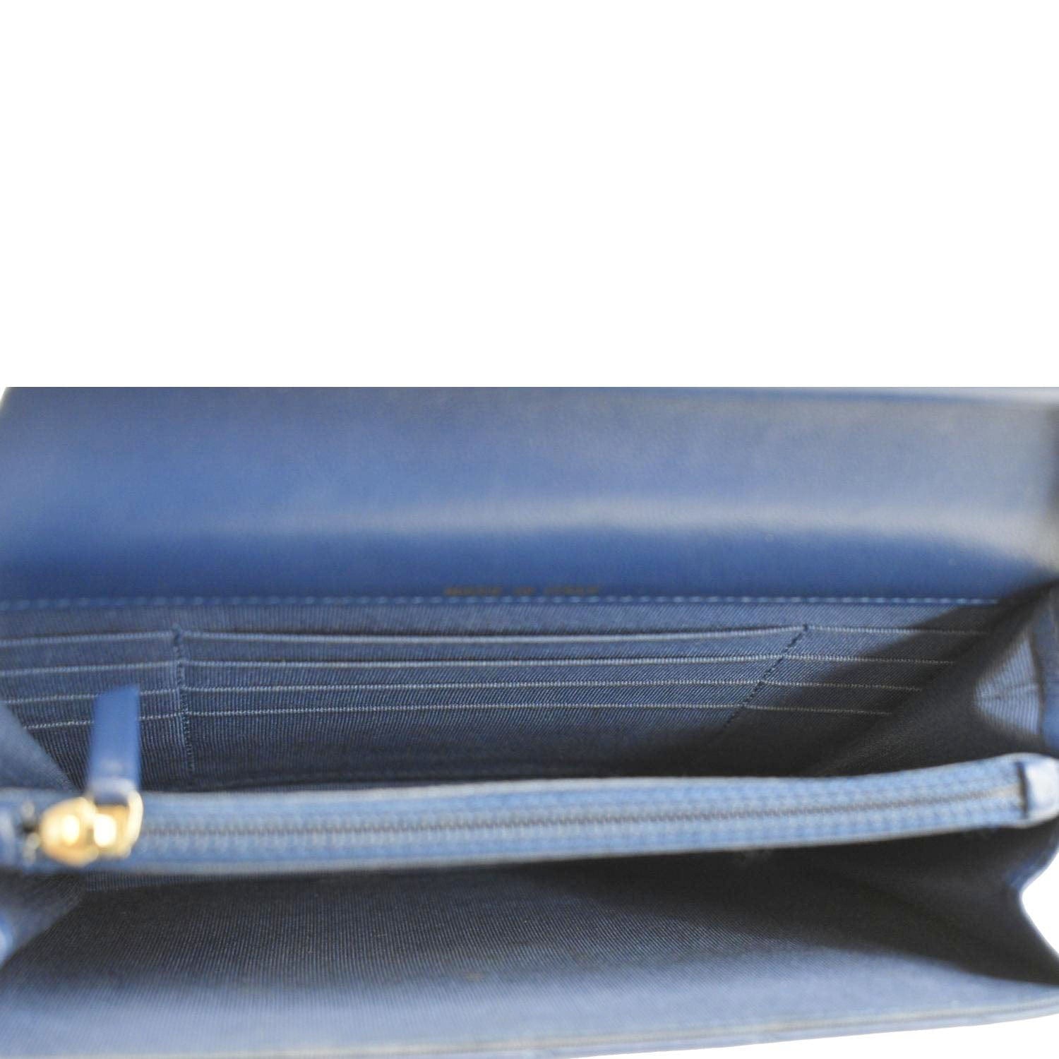 Chanel Square Wallet On Chain Quilted Leather Crossbody Bag Blue