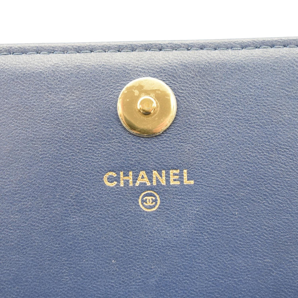 Chanel Square Wallet On Chain Quilted Leather Crossbody Bag Blue