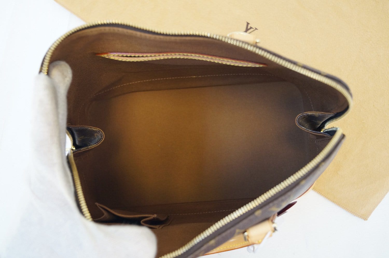 LOUIS VUITTON Monogram Canvas Alma Brown Satchel Handbag