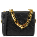 LOUIS VUITTON Coussin BB Monogram Embossed Leather Shoulder Bag Black