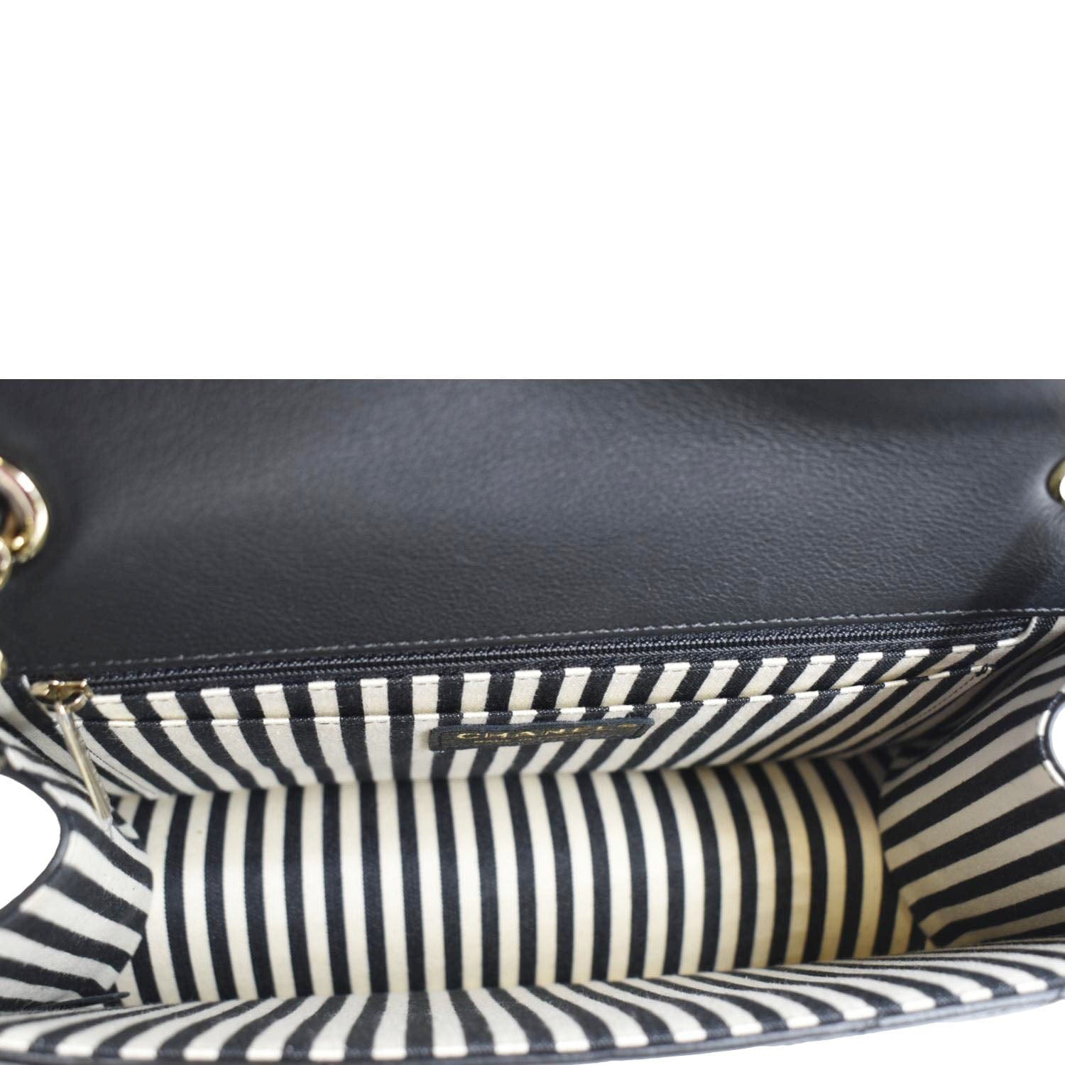 Chanel CC Flap Chevron Stitched Leather Shoulder Bag Black