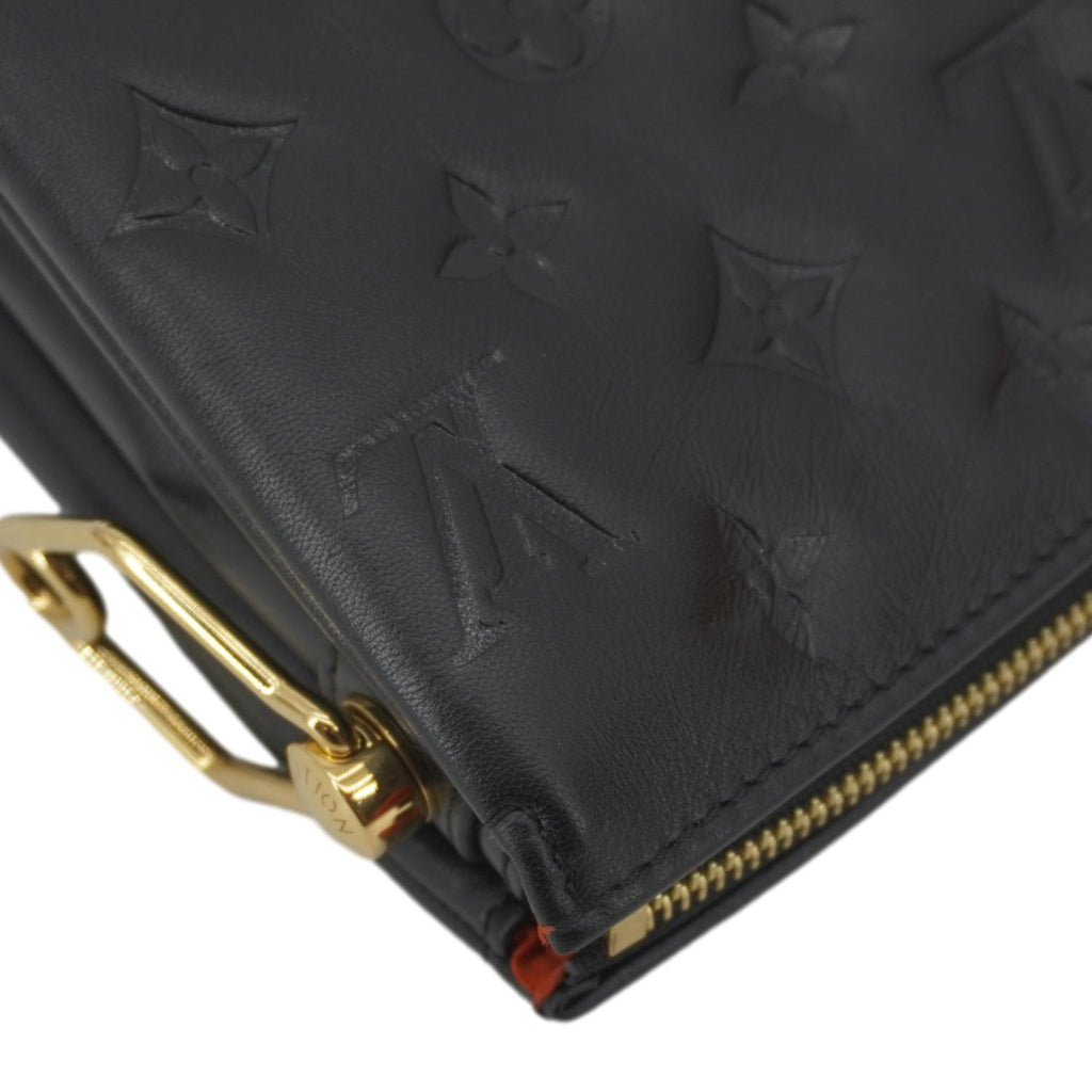 LOUIS VUITTON Coussin BB Monogram Embossed Leather Shoulder Bag Black