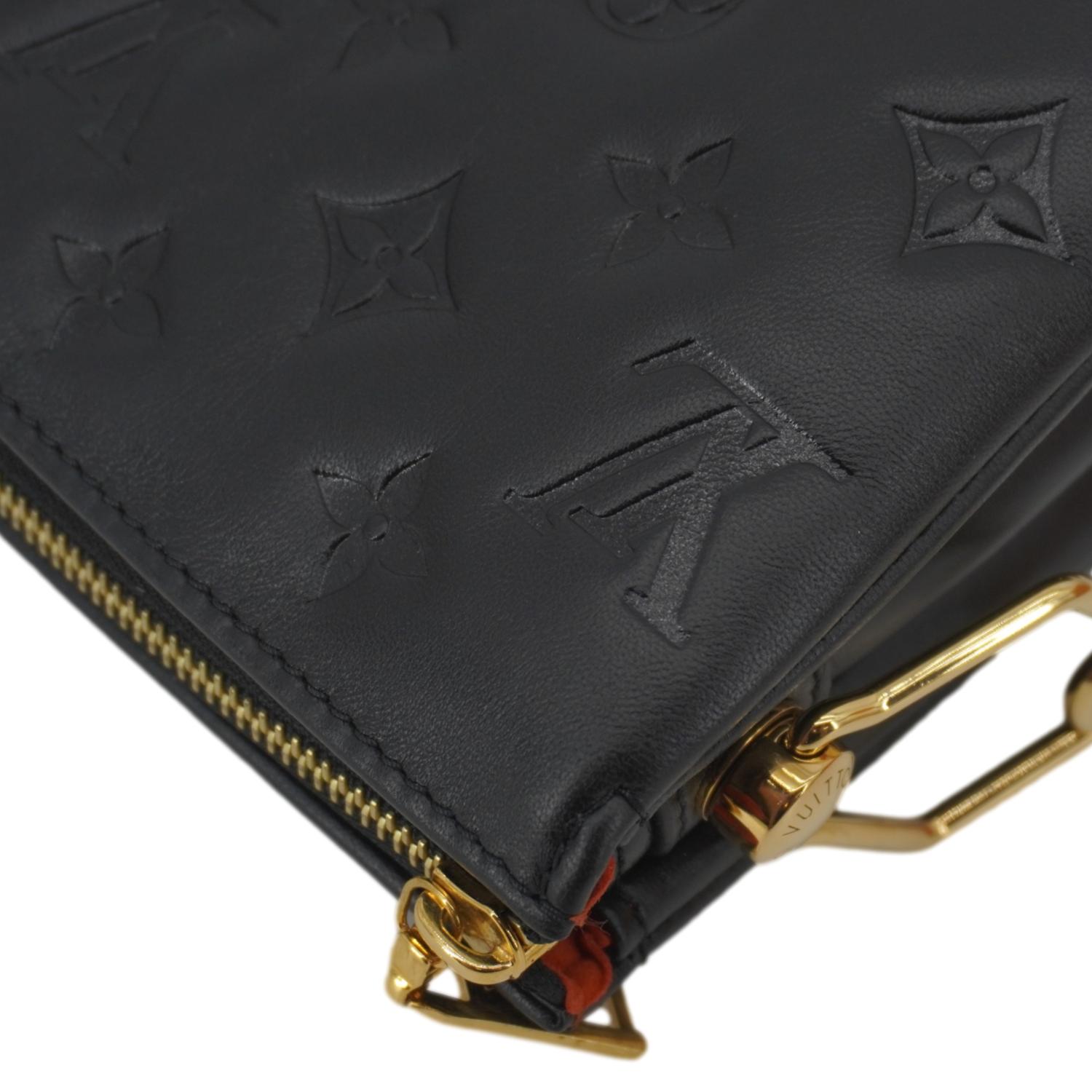 LOUIS VUITTON Coussin BB Monogram Embossed Leather Shoulder Bag Black