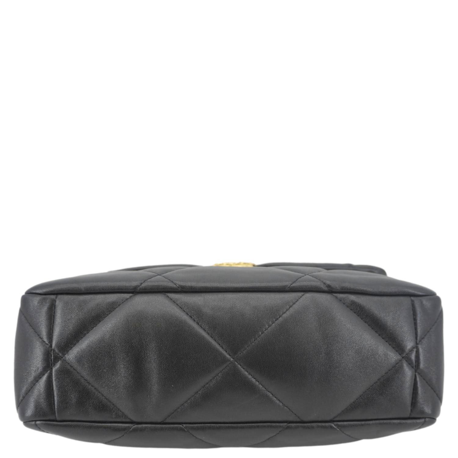 Chanel 19 Flap Large Lambskin Leather Shoulder Bag Black