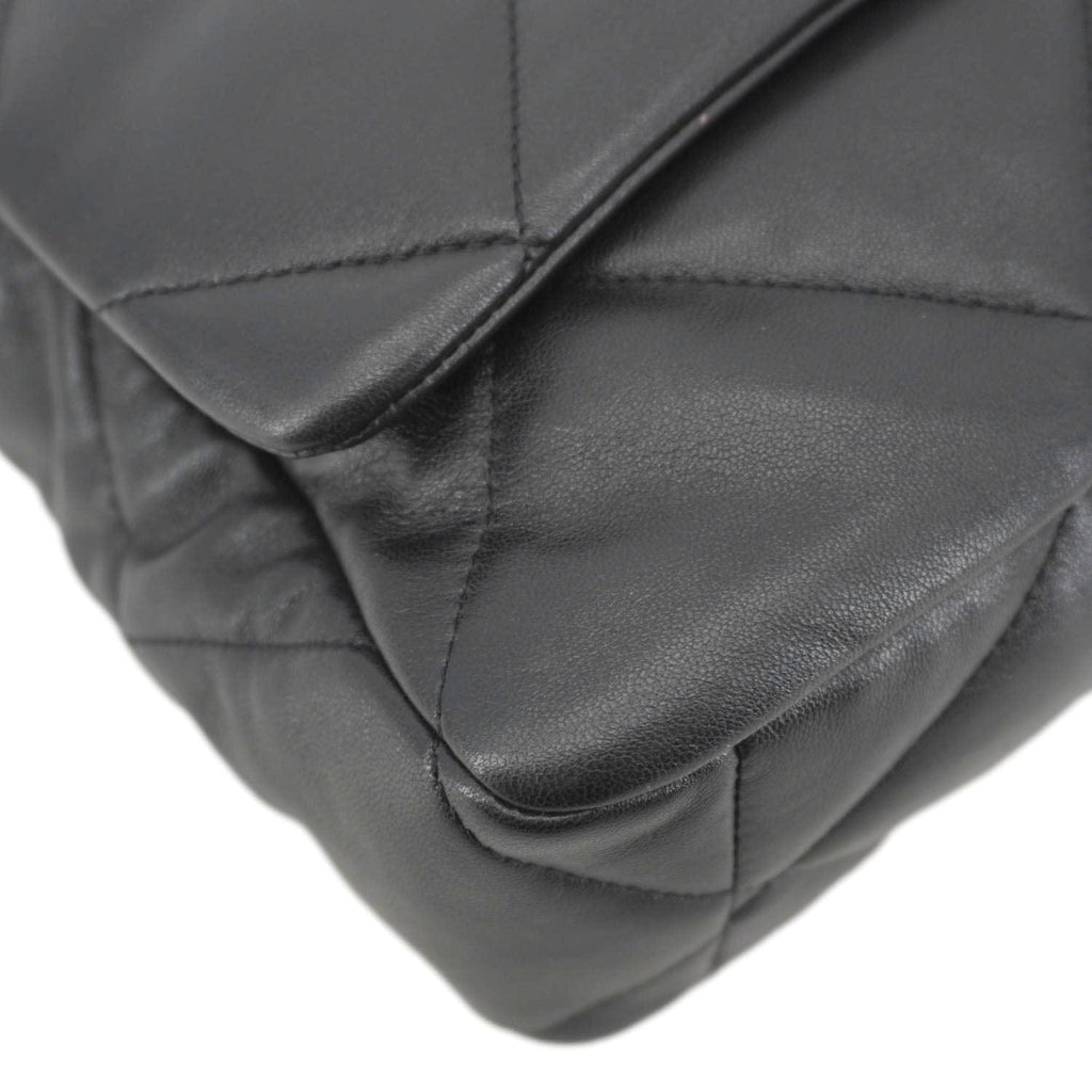 Chanel 19 Flap Large Lambskin Leather Shoulder Bag Black