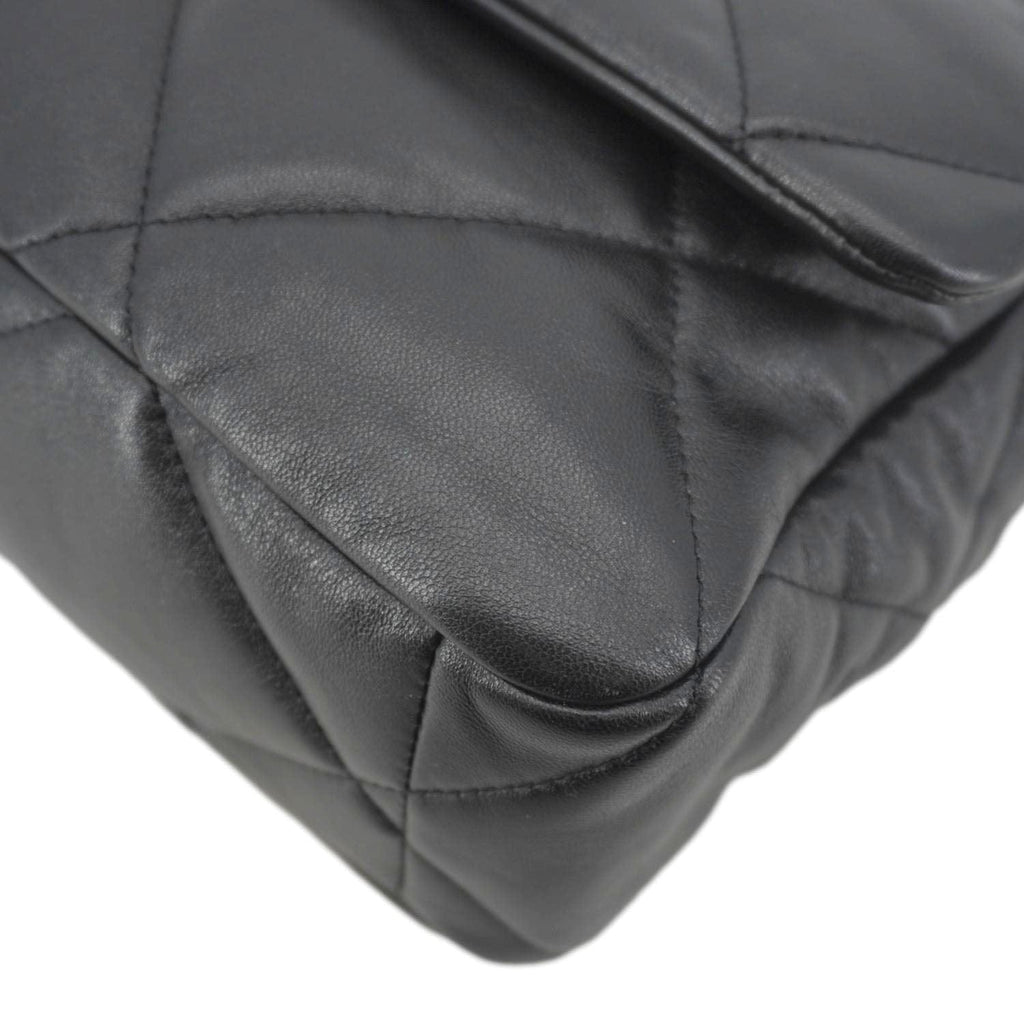 Chanel 19 Flap Large Lambskin Leather Shoulder Bag Black