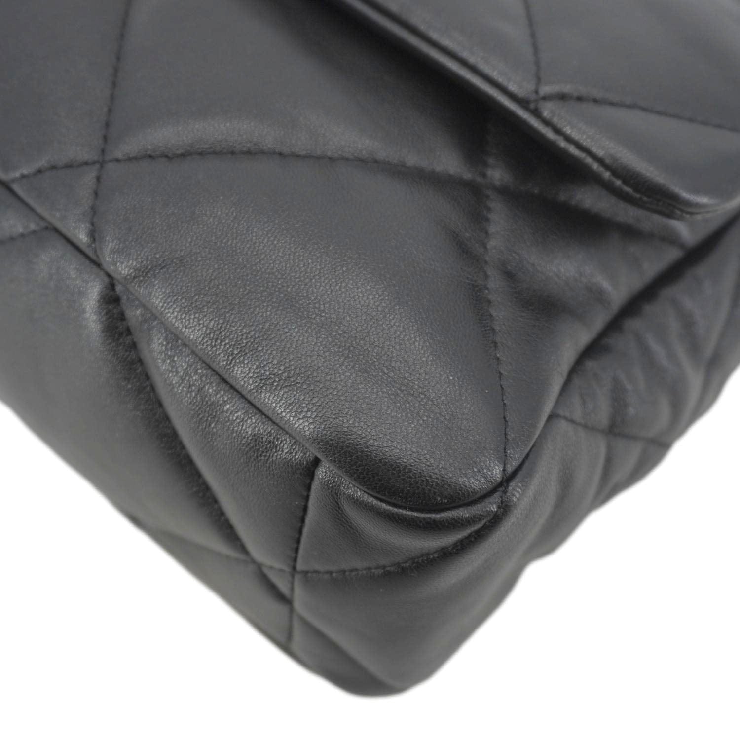 Chanel 19 Flap Large Lambskin Leather Shoulder Bag Black