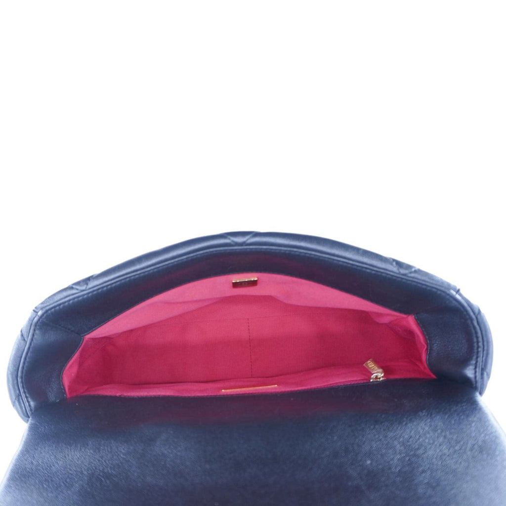 Chanel 19 Flap Large Lambskin Leather Shoulder Bag Black