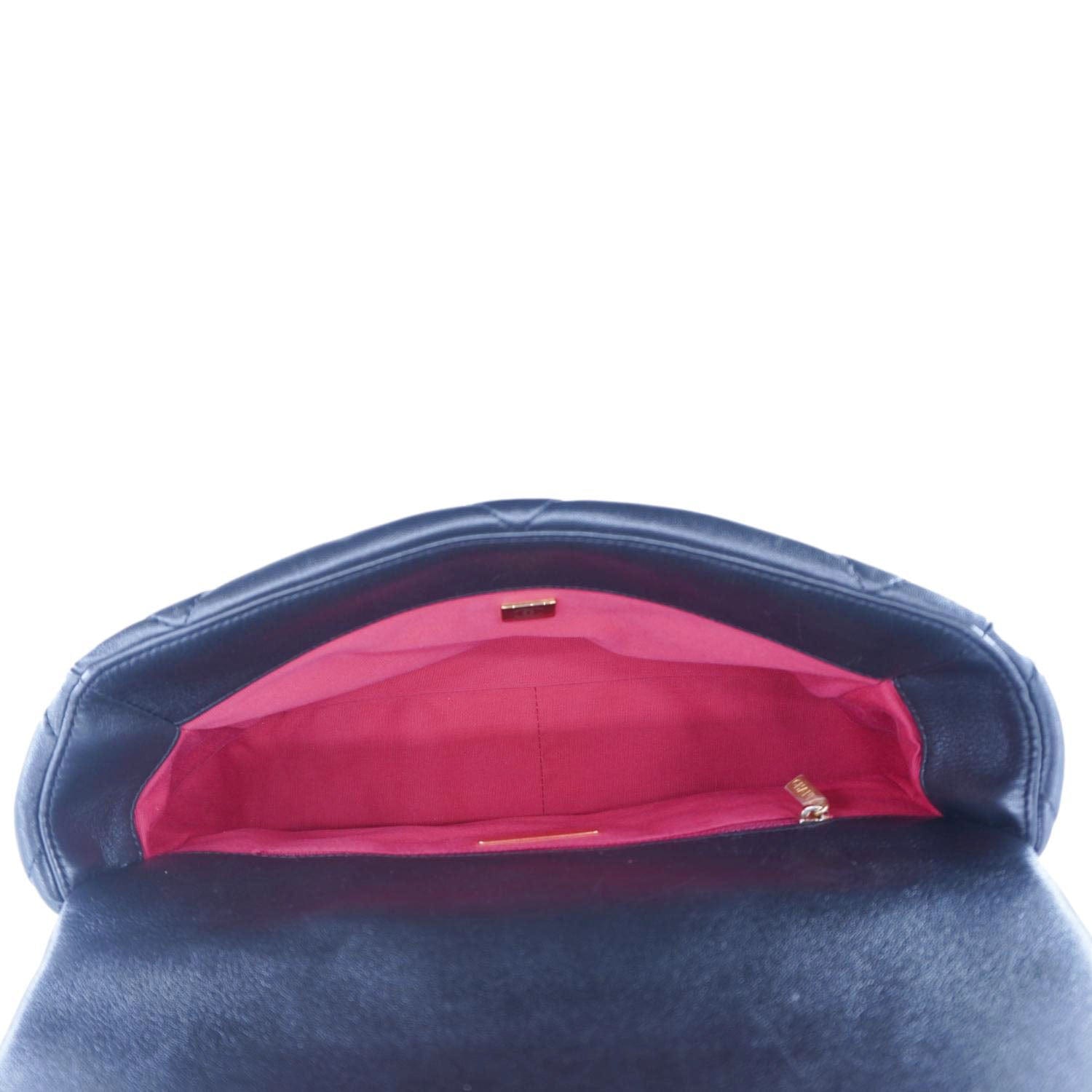 Chanel 19 Flap Large Lambskin Leather Shoulder Bag Black
