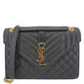 YVES SAINT LAURENT Envelope Medium Grain De Poudre Leather Shoulder Bag Black