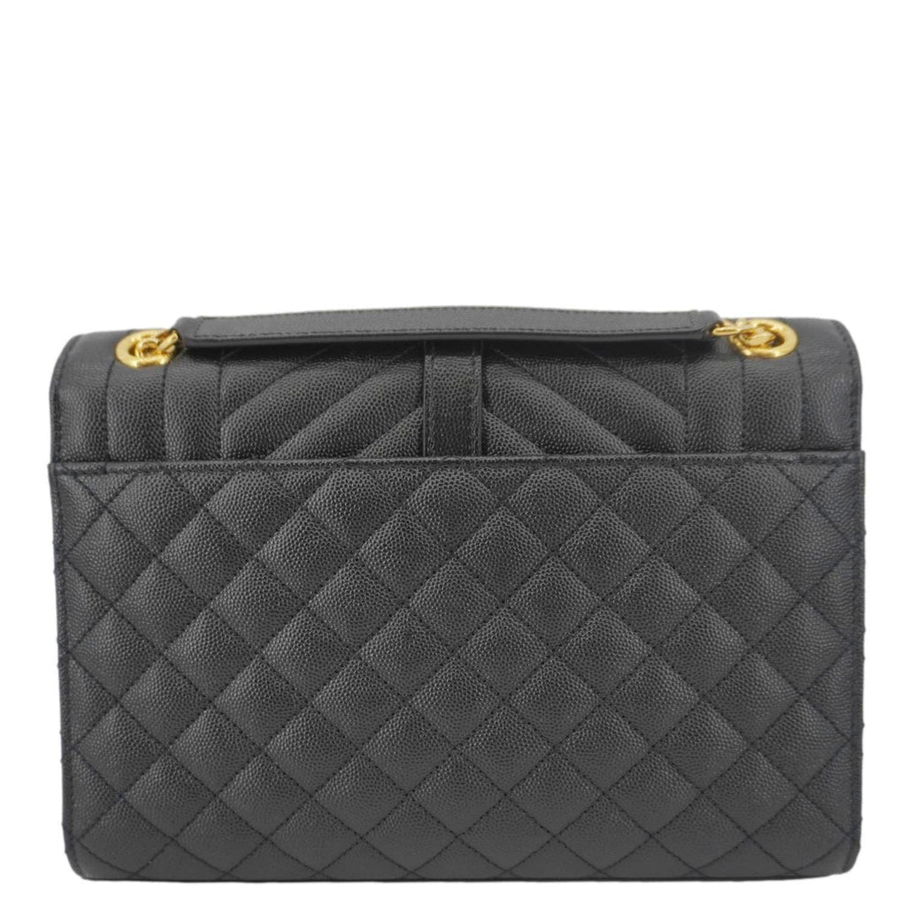 YVES SAINT LAURENT Envelope Medium Grain De Poudre Leather Shoulder Bag Black