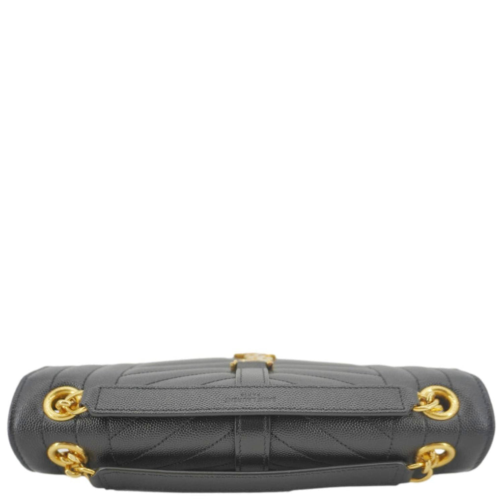 YVES SAINT LAURENT Envelope Medium Grain De Poudre Leather Shoulder Bag Black
