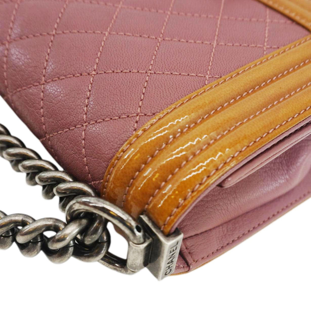 Chanel Duo Boy Flap Small Goatskin Leather Crossbody Bag Pink