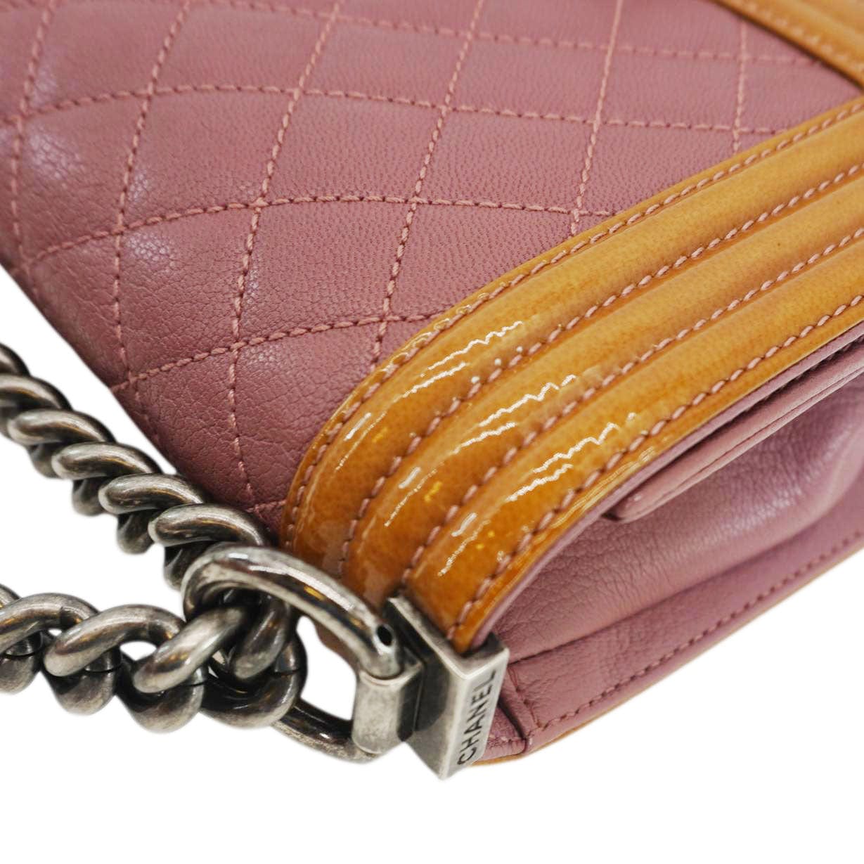 Chanel Duo Boy Flap Small Goatskin Leather Crossbody Bag Pink