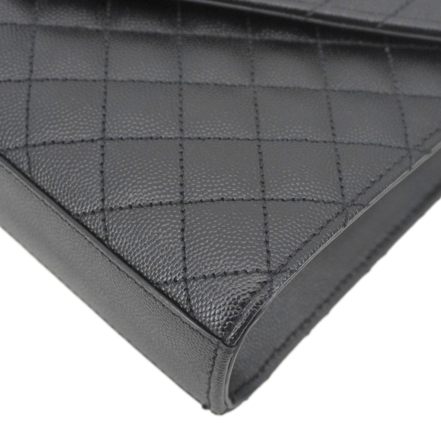 YVES SAINT LAURENT Envelope Medium Grain De Poudre Leather Shoulder Bag Black
